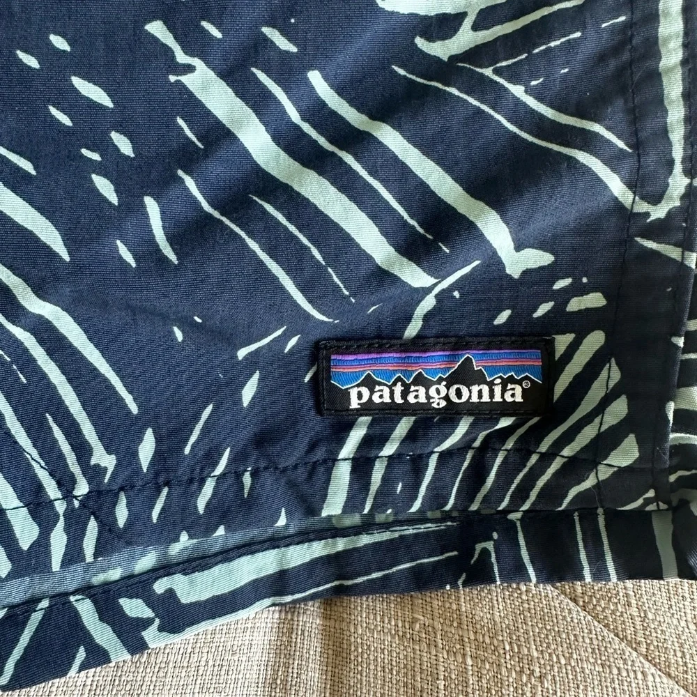 Patagonia Navy and Mint Patterned Shorts